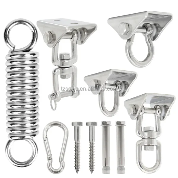 Heavy Duty Porch Swing Hanger 360 Swivel Ceiling Hooks for Punching Bag Hammock Chair Hanging Hardware with Spring