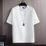 2024 High Quality Summer New Men's  Short-sleeved Shirt Men Casual Cotton  Shirt Solid Color Half-sleeved Shirts - Image 4
