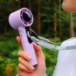 Newest Portable 100 Gear High Speed Type-c Rechargeable Mini Handheld Fan Foldable Led Display Cooling Fan Brushless Motor